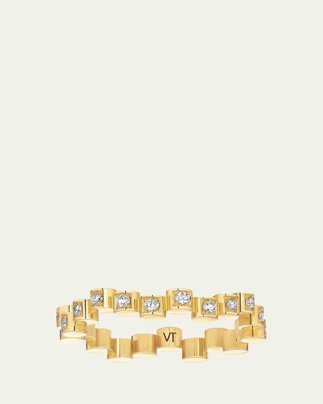 18K Yellow Gold Small Edge Diamond Ring